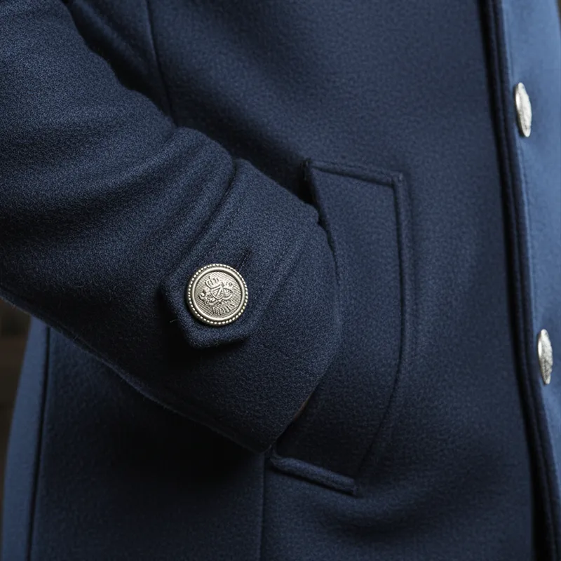 Men's Winter Retro Blue Double-breasted Faux Wool Double-breasted Coat MTA2985I0P sold by Manly product image thumbnail 4