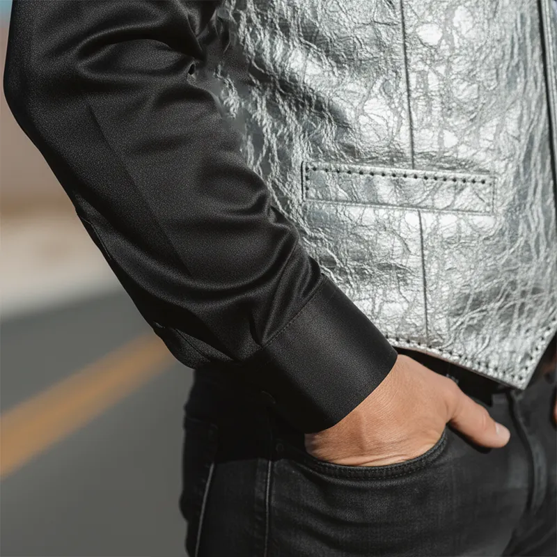 Men's Retro Textured PU Leather Classic Suit Vest MTA2965I5P sold by Manly product image thumbnail 4