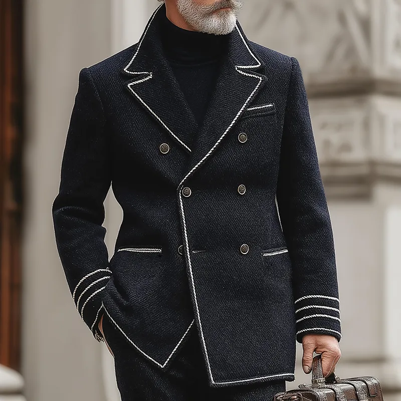 Men's Retro Casual British Style Navy Double-breasted Blazer MTA2553I7TO sold by Manly product image thumbnail 2