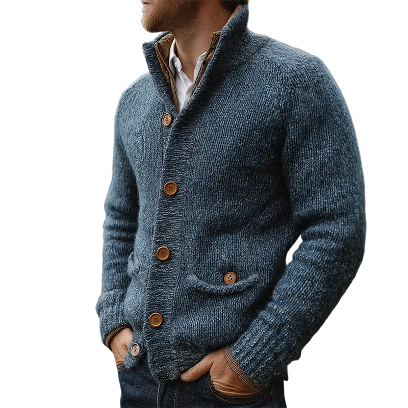 Men's Retro Casual Knitted Stand Collar Button Cardigan MTA2586I7TO sold by Manly