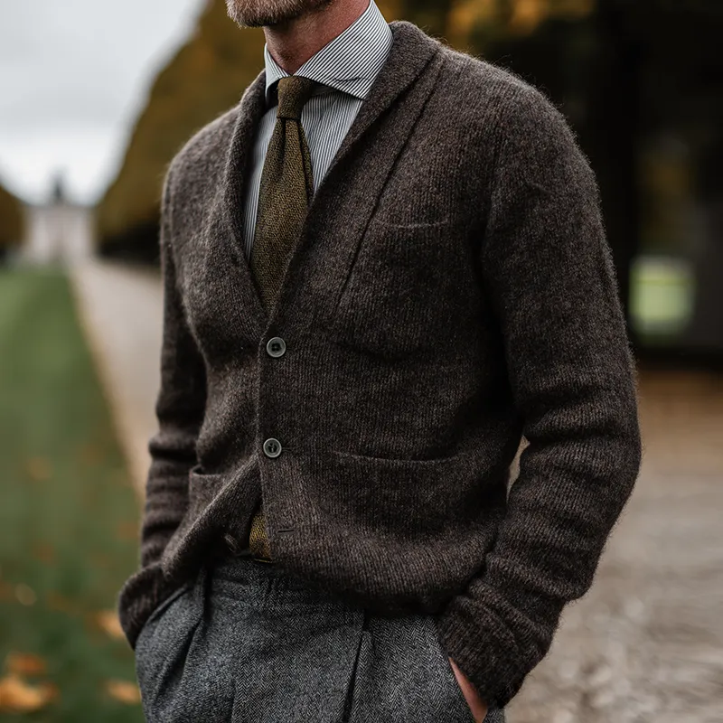 Men's Vintage Casual Knitted Collarless Button-Down Sweater Cardigan MTA2544I0TO sold by Manly product image thumbnail 2