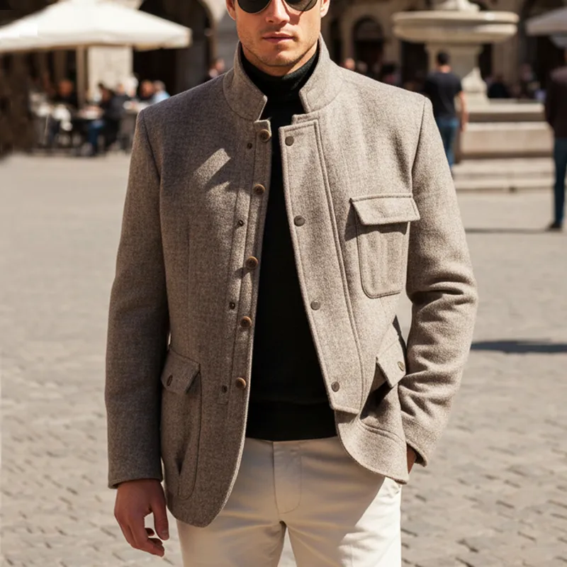 Men's Classic Business Stand Collar Button Jacket MTA2949I8U sold by Manly product image thumbnail 2