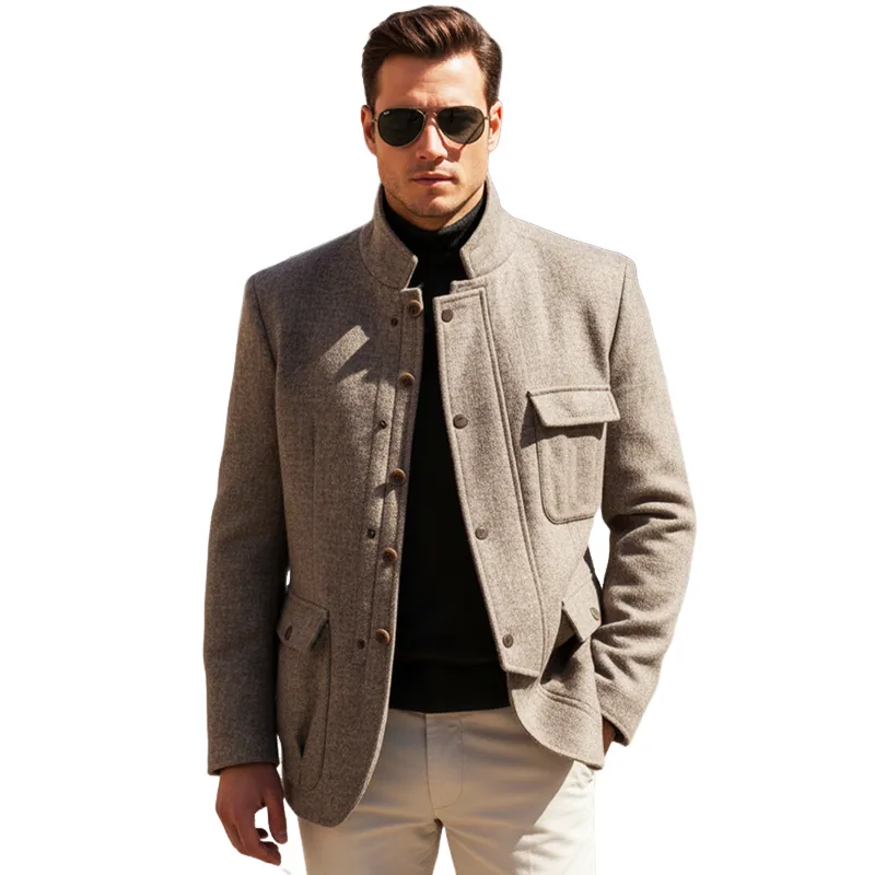 Men's Classic Business Stand Collar Button Jacket MTA2949I8U sold by Manly product image thumbnail 3