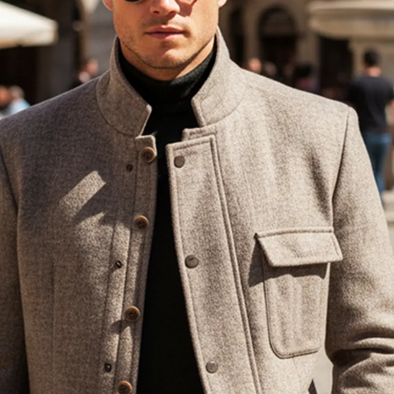 Men's Classic Business Stand Collar Button Jacket MTA2949I8U sold by Manly product image thumbnail 4