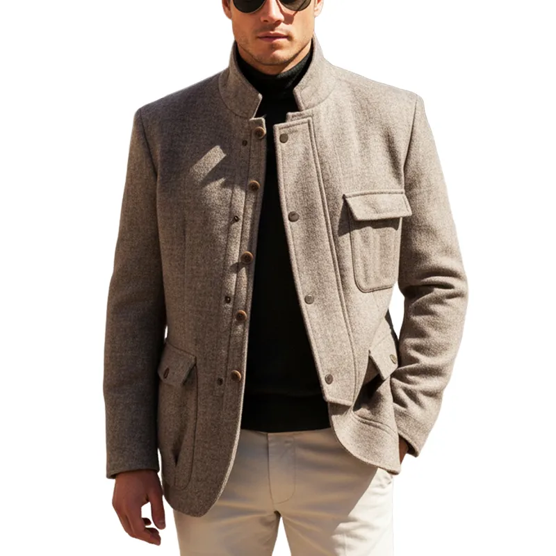 Men's Classic Business Stand Collar Button Jacket MTA2949I8U sold by Manly