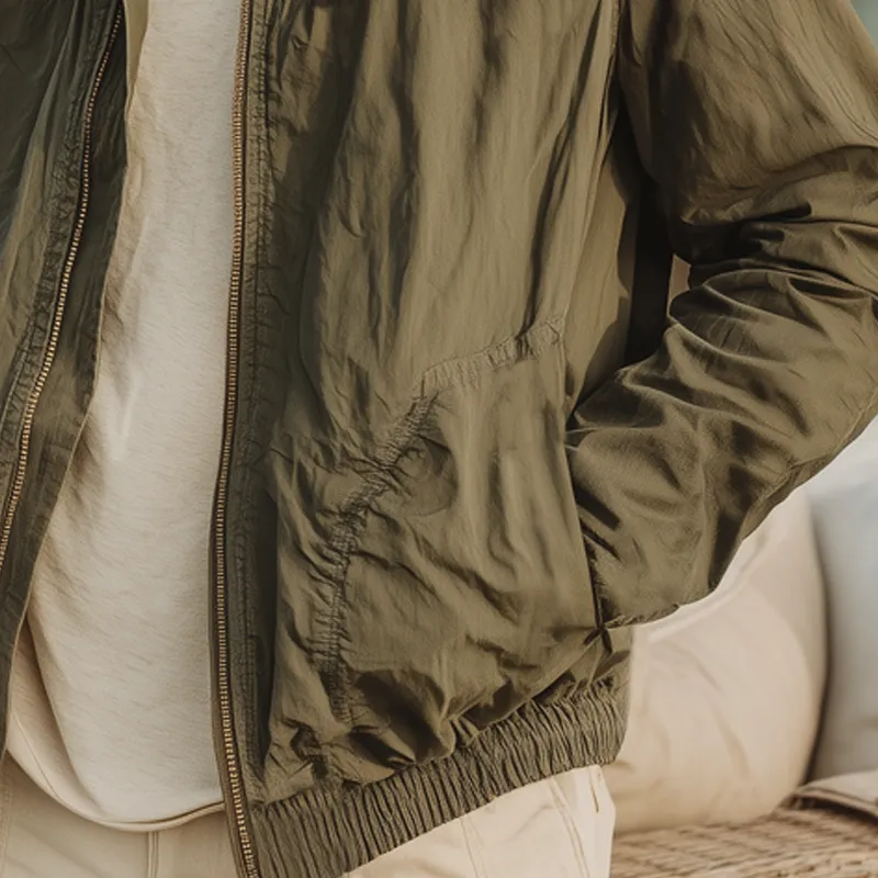 Men's Classic Military Green Stand-up Collar Zip-up Jacket MTA2919I7U sold by Manly product image thumbnail 4