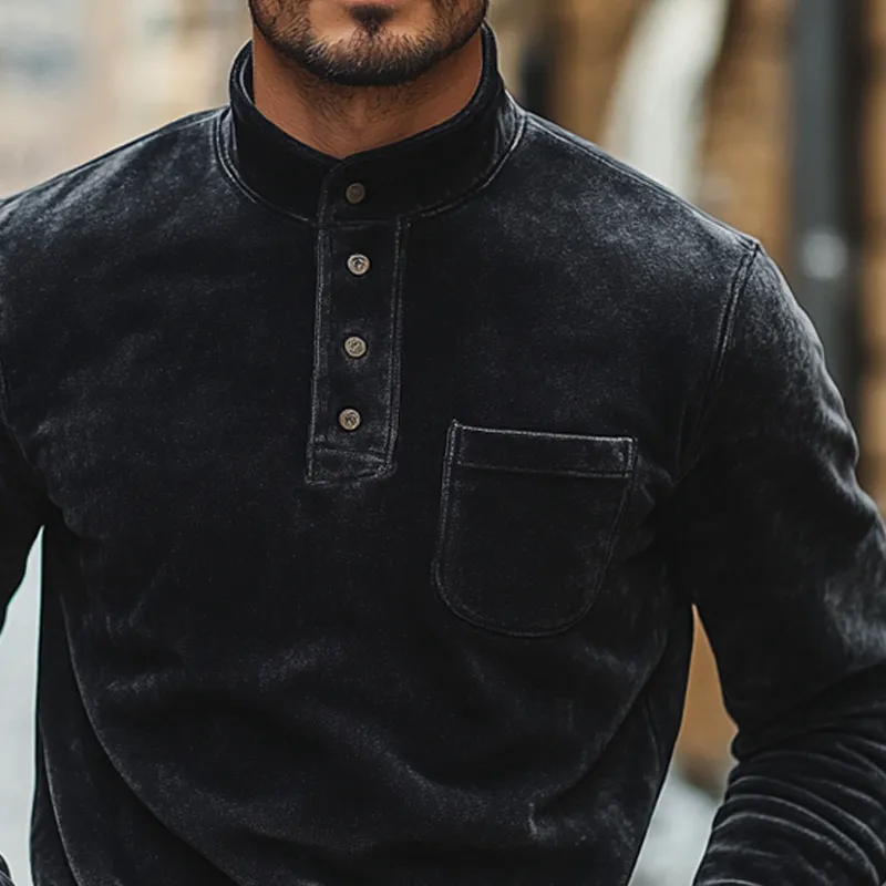 Men's Suede Solid Color Stand Collar Pullover Sweatshirt MTA2820I5X sold by Manly product image thumbnail 4