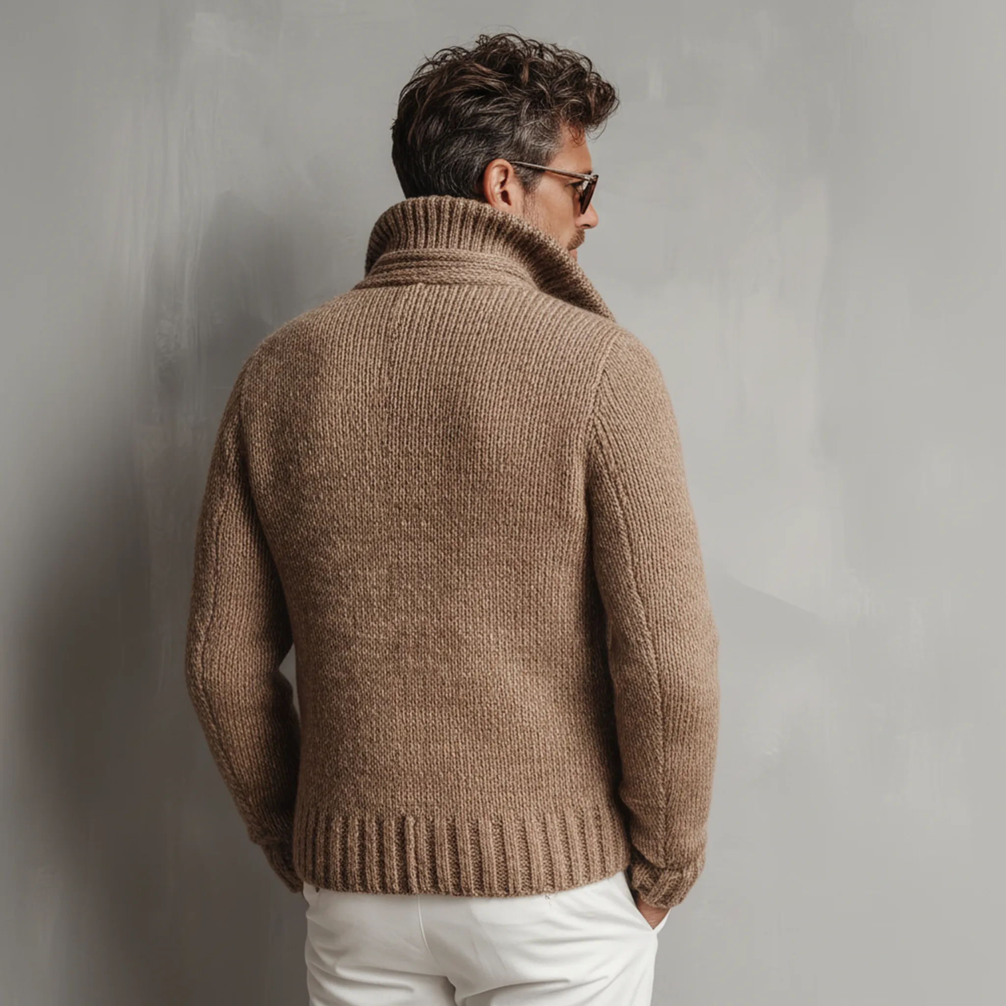 Men's Classic Retro Tough Style Double-breasted Lapel Knitted Cardigan MTA1034J7K sold by Manly product image thumbnail 5