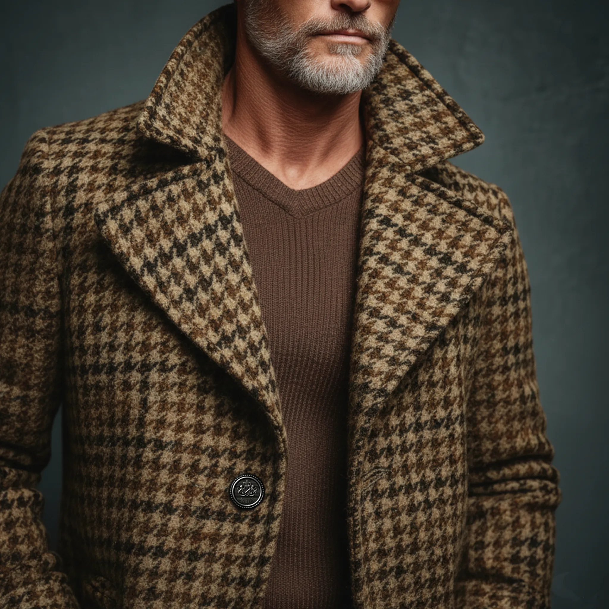 Men's Classic Light Business Imitation Houndstooth Wool Lapel Single-breasted Jacket MTA1081J2K sold by Manly product image thumbnail 5