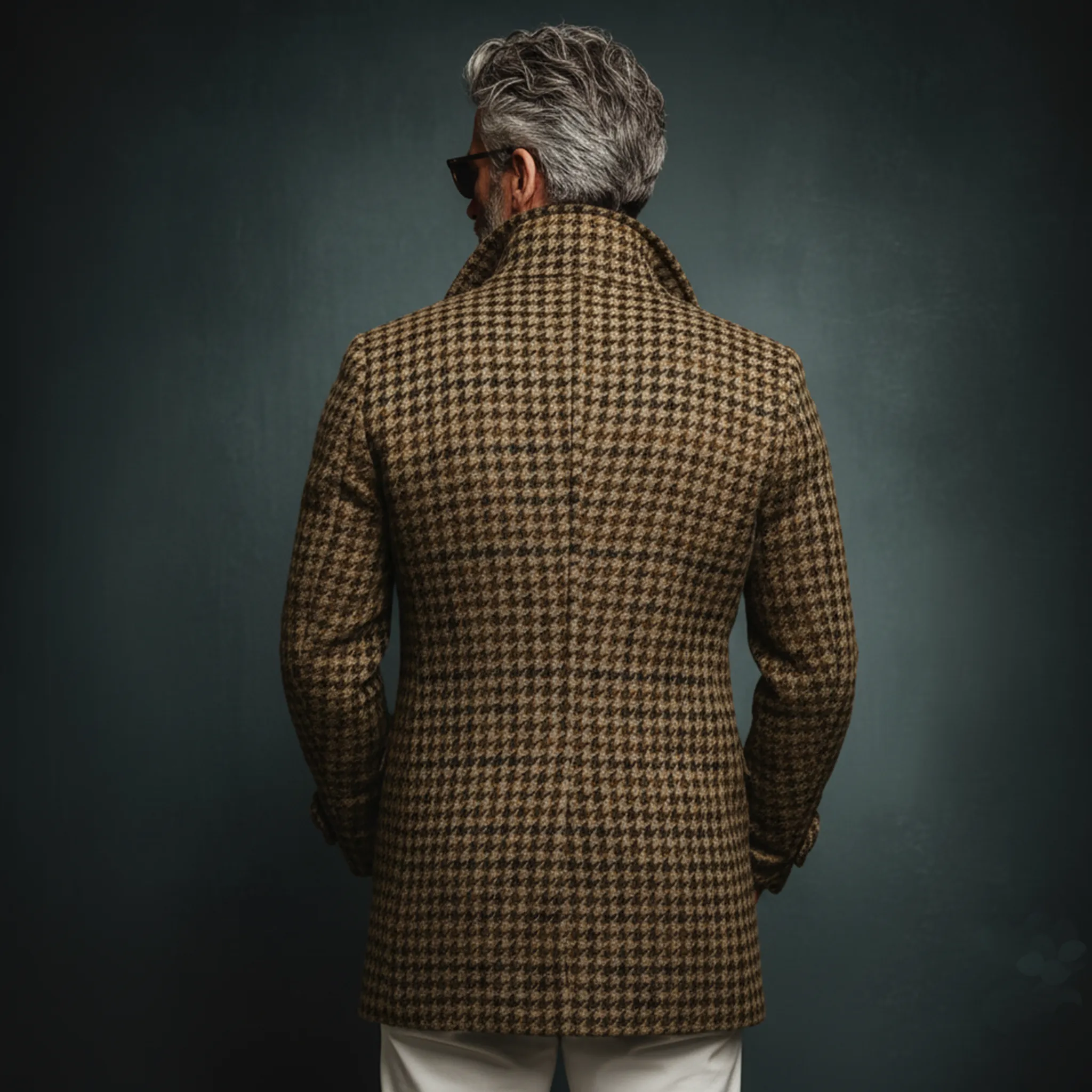 Men's Classic Light Business Imitation Houndstooth Wool Lapel Single-breasted Jacket MTA1081J2K sold by Manly product image thumbnail 4