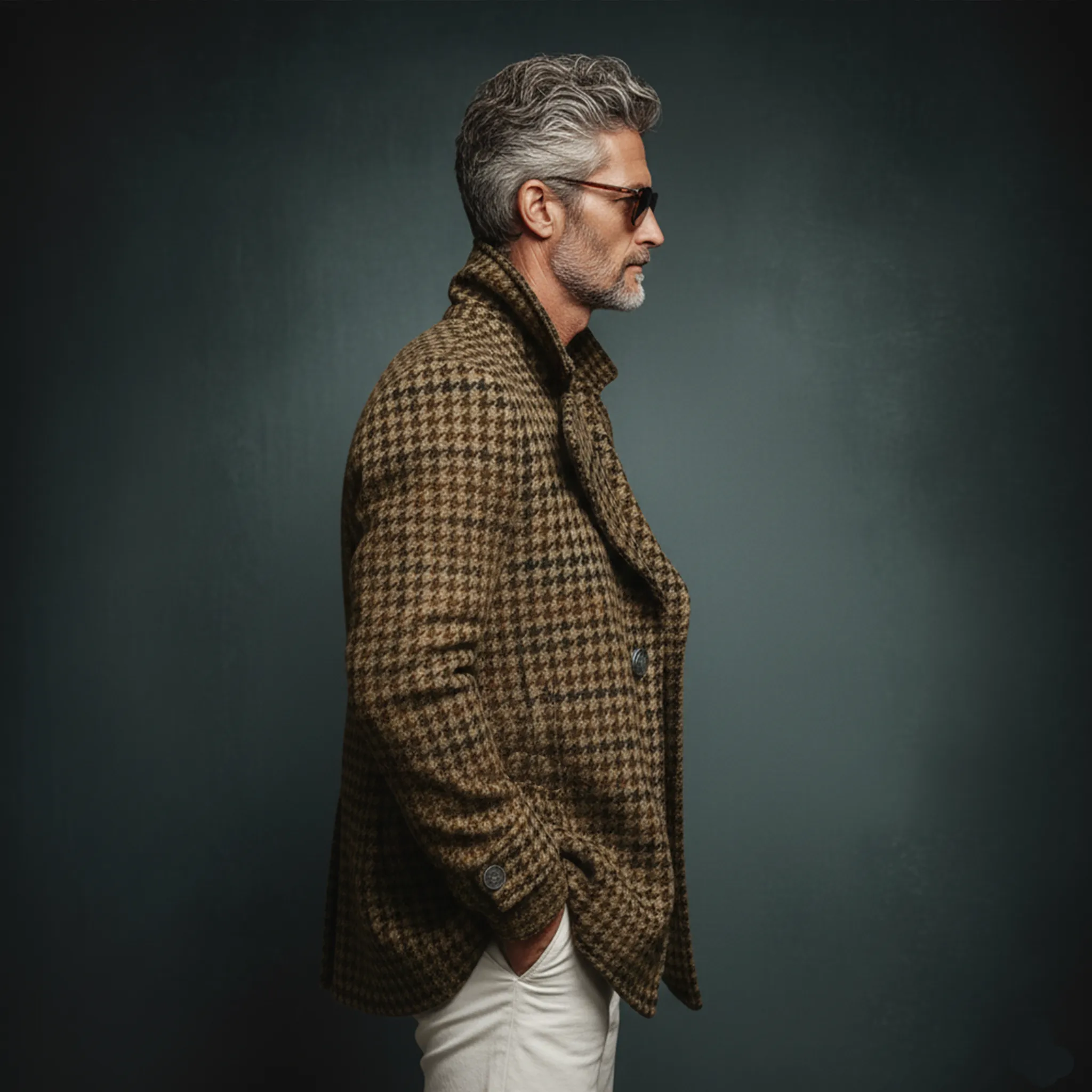 Men's Classic Light Business Imitation Houndstooth Wool Lapel Single-breasted Jacket MTA1081J2K sold by Manly product image thumbnail 3