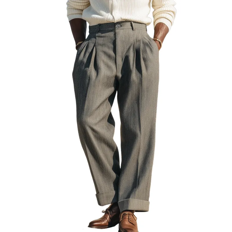 Men's Classic Grey Straight-Leg Casual Pants MTA1036J7U sold by Manly