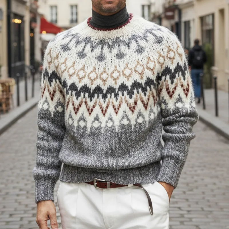 Men's Classic Crew Neck Colorblock Pullover Sweater MTA0944J2U sold by Manly product image thumbnail 4