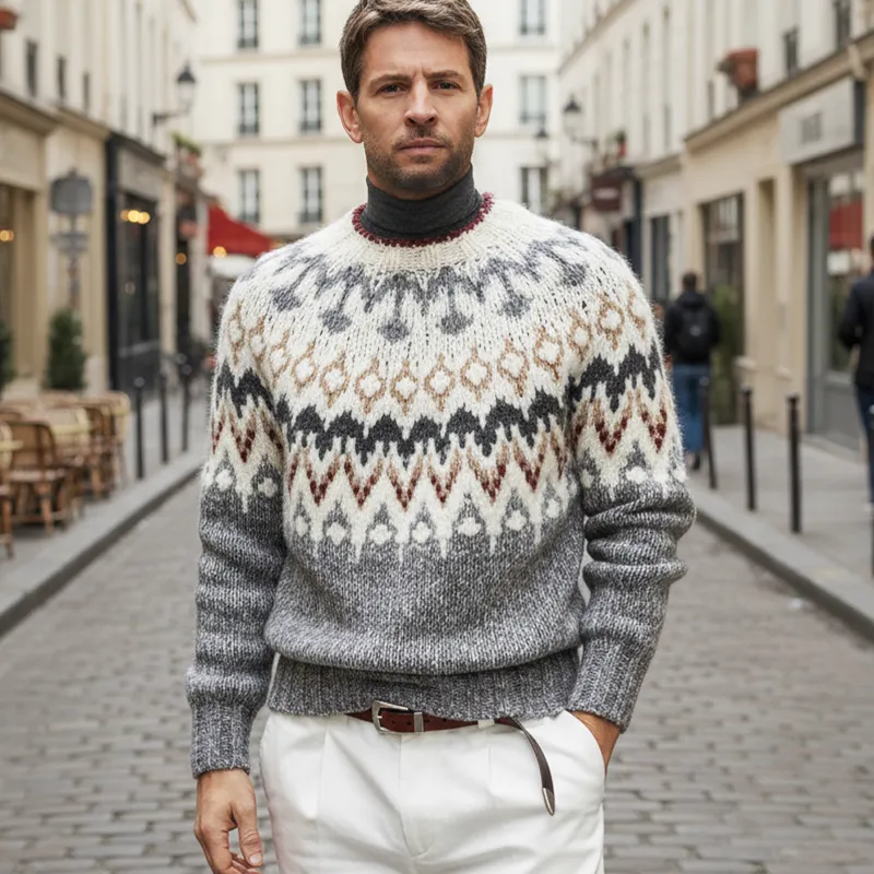 Men's Classic Crew Neck Colorblock Pullover Sweater MTA0944J2U sold by Manly product image thumbnail 2