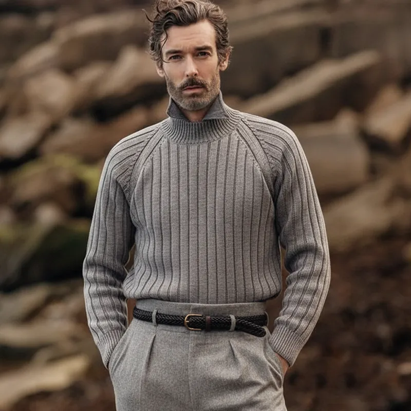 Men's Classic Crew Neck Striped Pullover Sweater MTA1034J1U sold by Manly product image thumbnail 2