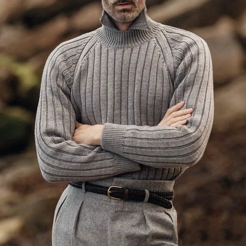 Men's Classic Crew Neck Striped Pullover Sweater MTA1034J1U sold by Manly product image thumbnail 4