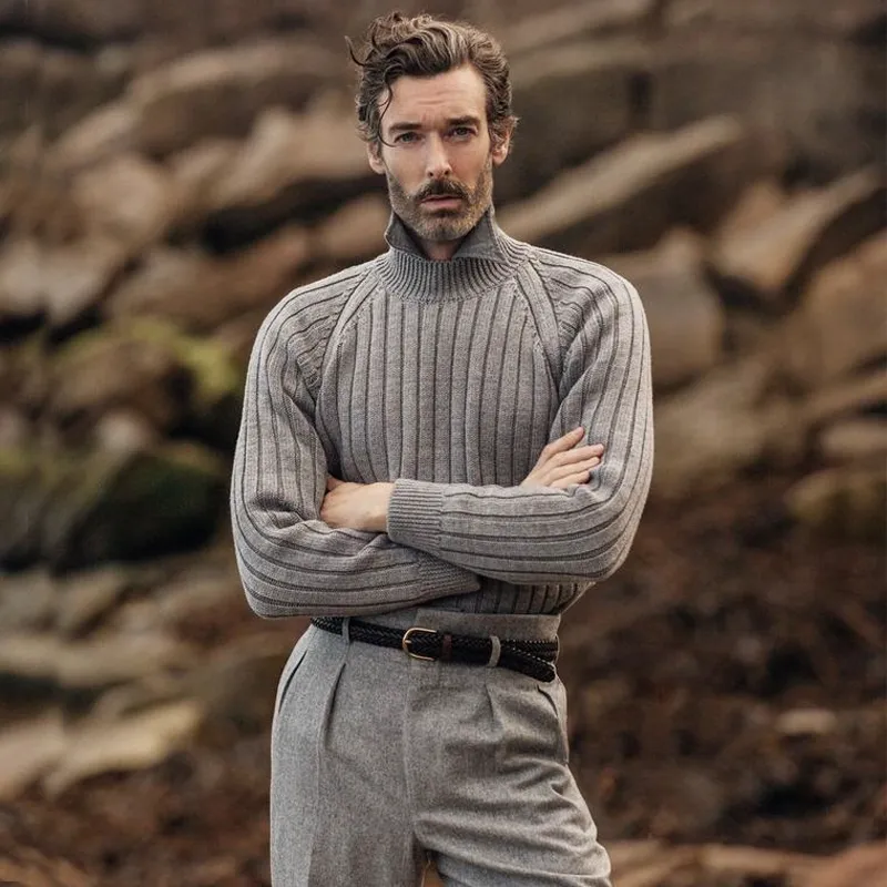 Men's Classic Crew Neck Striped Pullover Sweater MTA1034J1U sold by Manly product image thumbnail 3