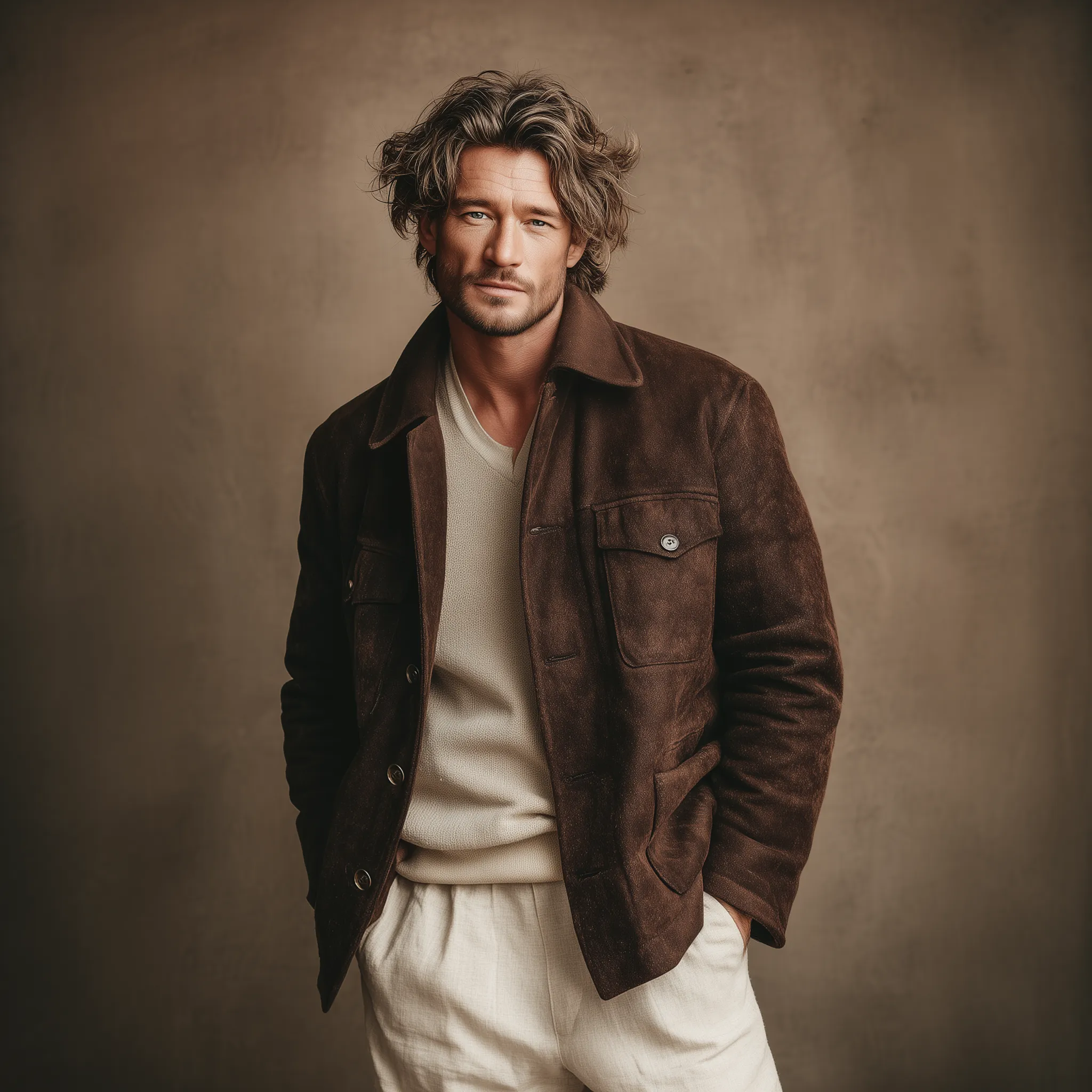 Men's Classic Vintage Detachable Fur Collar Faux Suede Multi-pocket Jacket MTA1000J3K sold by Manly product image thumbnail 3