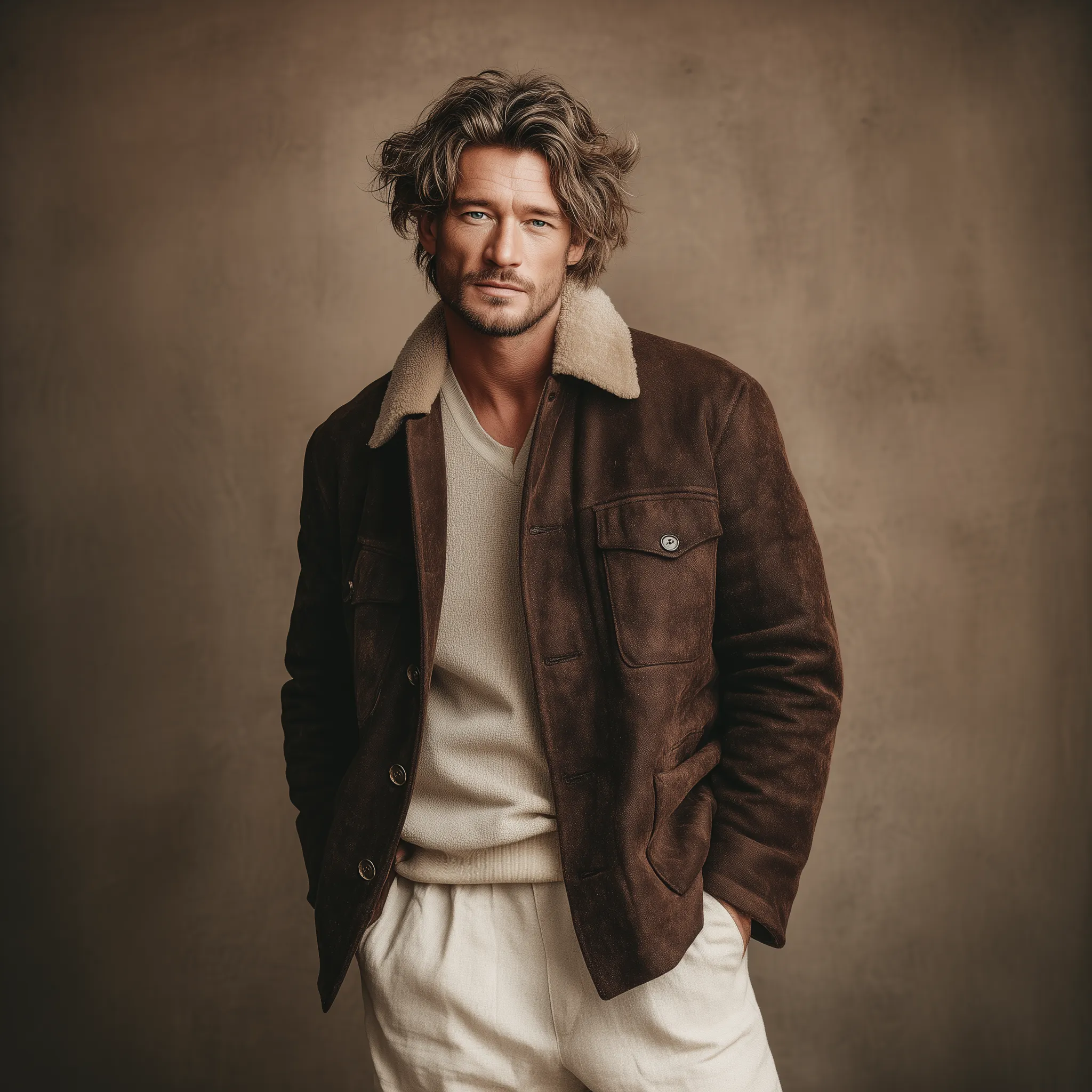 Men's Classic Vintage Detachable Fur Collar Faux Suede Multi-pocket Jacket MTA1000J3K sold by Manly product image thumbnail 2