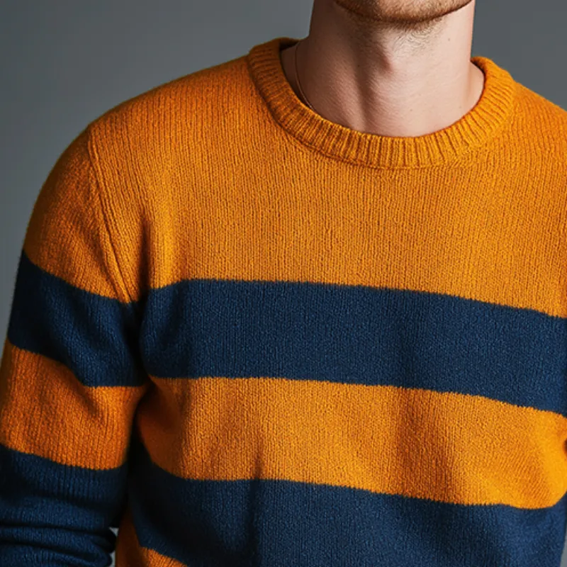 Men's Retro Casual Colorblock Pullover Crew Neck Sweater MTA0940J1TO sold by Manly product image thumbnail 3