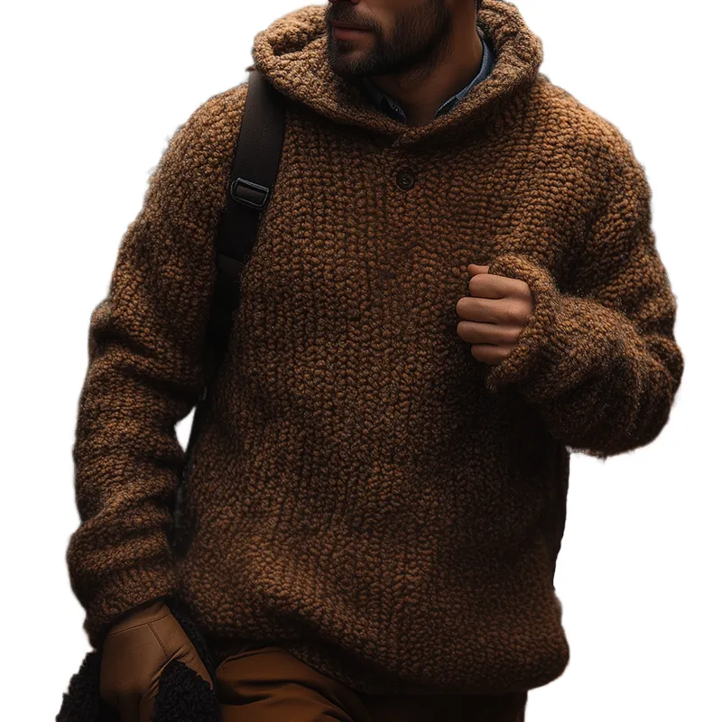 Men's Vintage Casual Knit Button Hoodie MTA1817I9TO sold by Manly