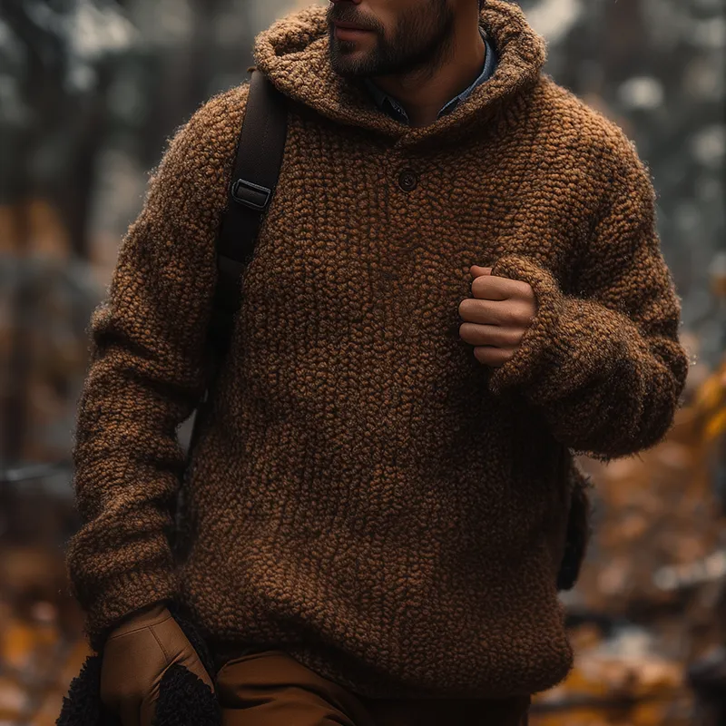 Men's Vintage Casual Knit Button Hoodie MTA1817I9TO sold by Manly product image thumbnail 2