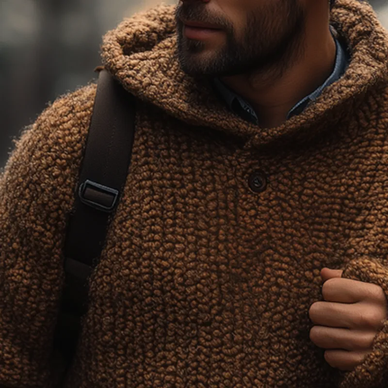 Men's Vintage Casual Knit Button Hoodie MTA1817I9TO sold by Manly product image thumbnail 3