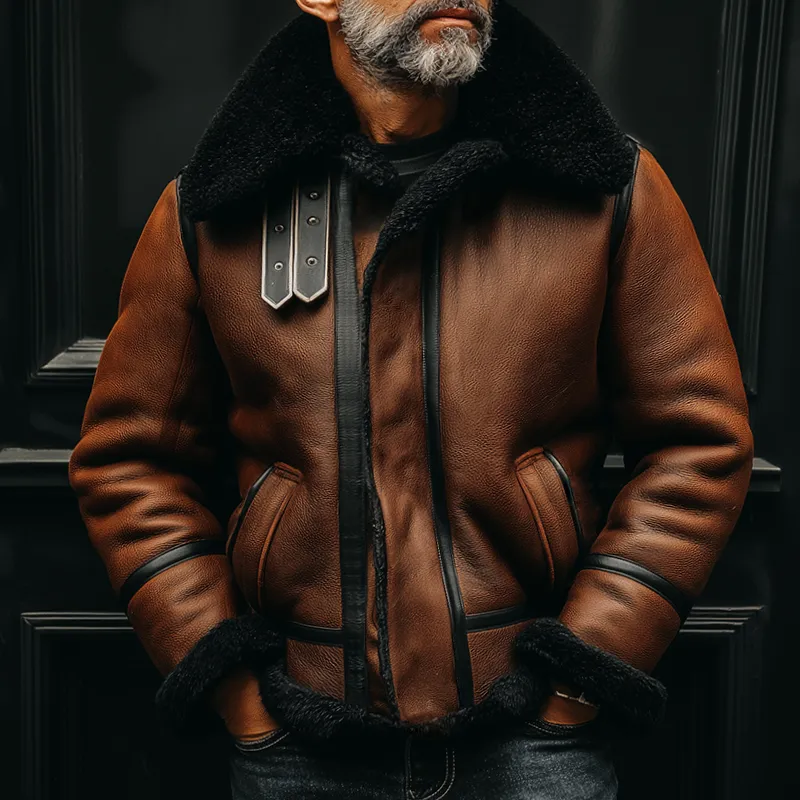 Men's Retro Casual Faux Fur Warm Lapel Jacket MTA0902I5TO sold by Manly product image thumbnail 2