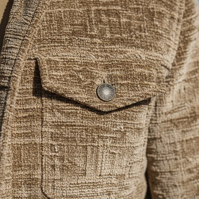 Men's Autumn/Winter Slub Chenille Classic Lapel Jacket MTA1059J8P sold by Manly product image thumbnail 5