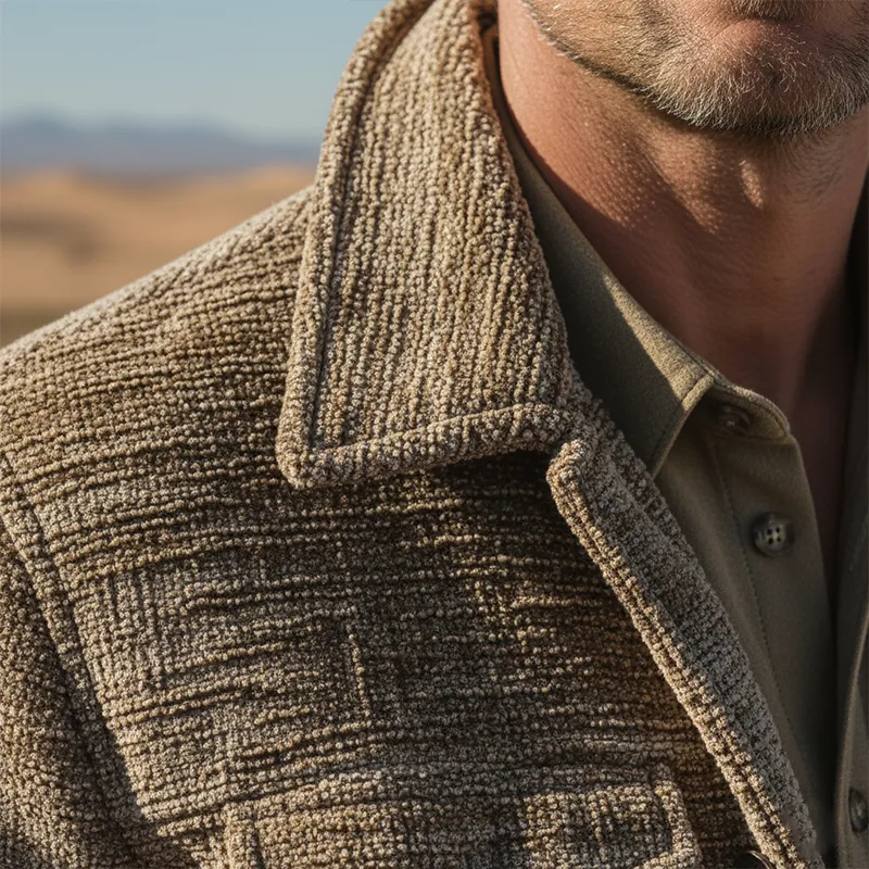 Men's Autumn/Winter Slub Chenille Classic Lapel Jacket MTA1059J8P sold by Manly product image thumbnail 3