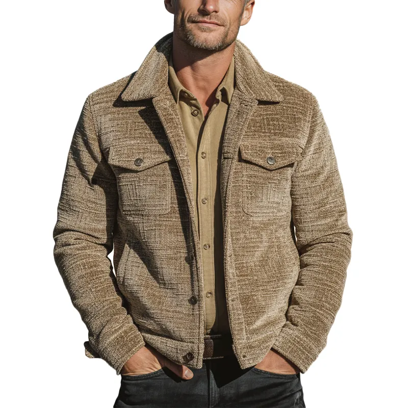 Men's Autumn/Winter Slub Chenille Classic Lapel Jacket MTA1059J8P sold by Manly