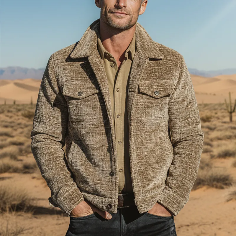 Men's Autumn/Winter Slub Chenille Classic Lapel Jacket MTA1059J8P sold by Manly product image thumbnail 2