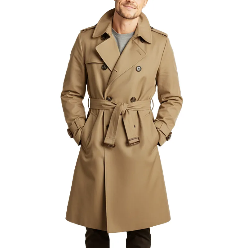 Men's Autumn Fashion Twill Cotton Double-Breasted Trench Coat (Including Belt) MTA1008J0P sold by Manly