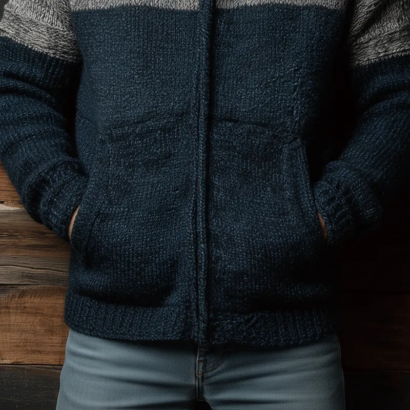 Men's Winter Fashion Mixed Color Cotton Knitted Hooded Cardigan Sweater MTA1041J7P sold by Manly product image thumbnail 5