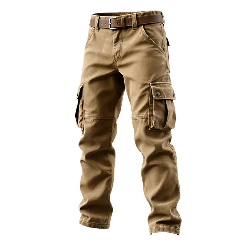 Men's Solid Cotton Multi-Pocket Work Trousers MTA0918J5X made by Manly