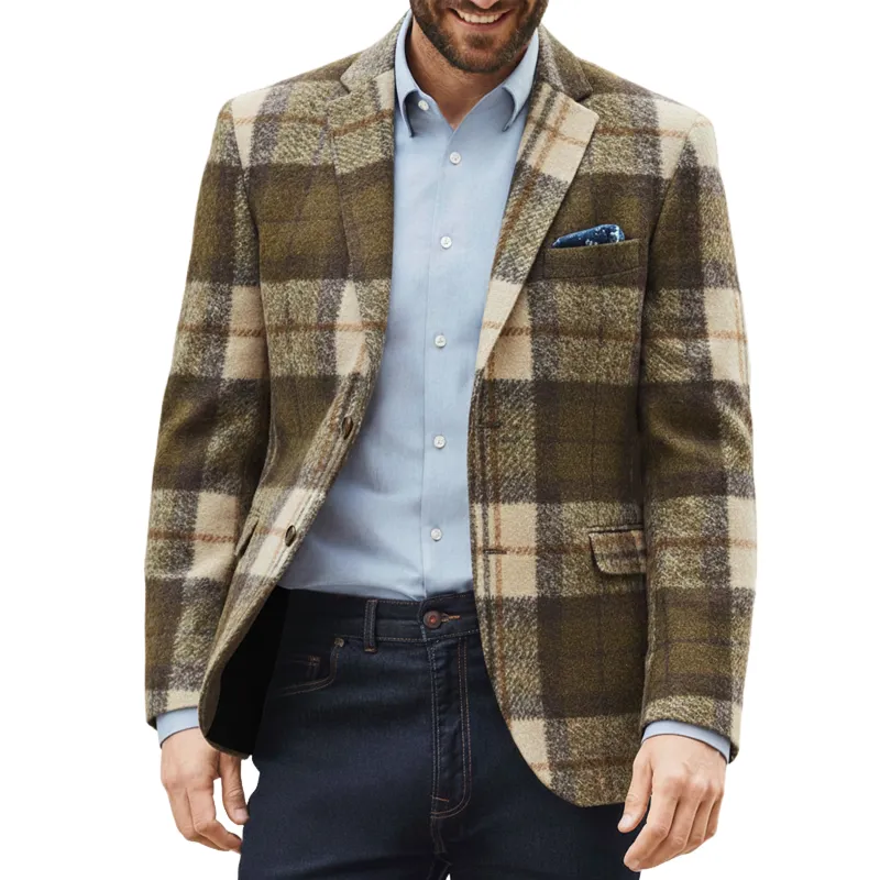 Men's Classic Slim Fit Plaid Two-Button Blazer MTA0947J1U sold by Manly