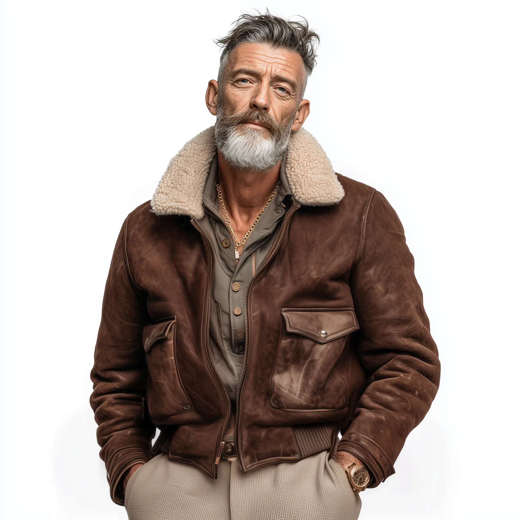 Men's Classic Vintage Western Tough Style Detachable Fur Collar Faux Suede Leather Zip-Up Jacket MTA0918J2K sold by Manly product image thumbnail 2