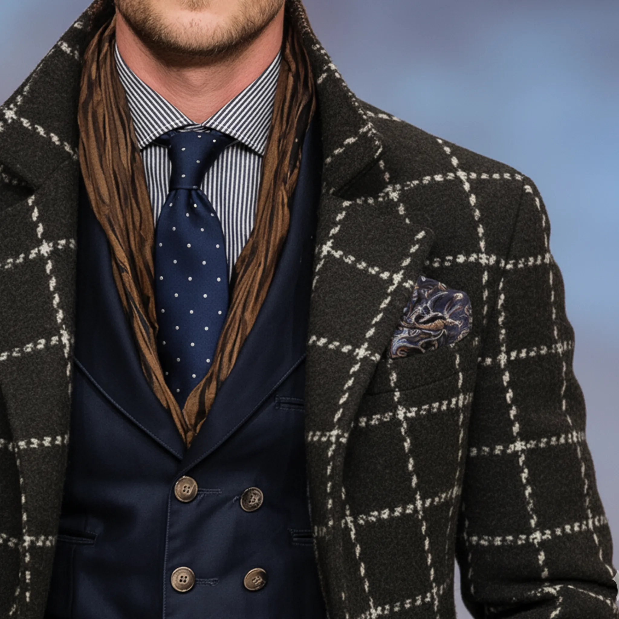 Men's Classic Retro Lapel Faux Plaid Woolen Single-breasted Coat MTA1104J3K sold by Manly product image thumbnail 5