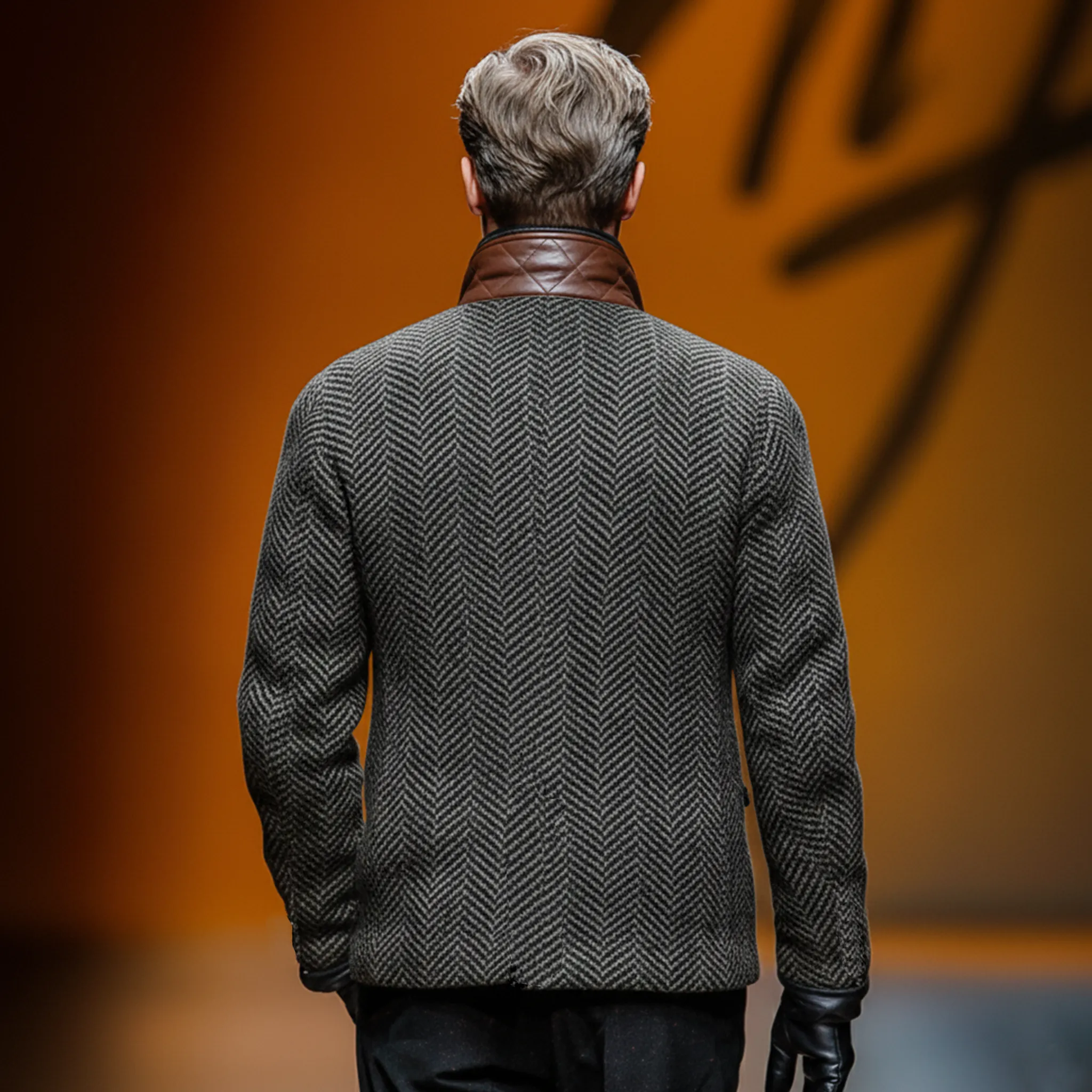 Men's Classic Retro Stand Collar Faux Herringbone Woolen Multi-pocket Jacket MTA1158J4K sold by Manly product image thumbnail 4