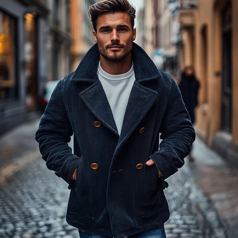 Men's Vintage Solid Color Corduroy Lapel Jacket MTA1128J4X sold by Manly product image thumbnail 4