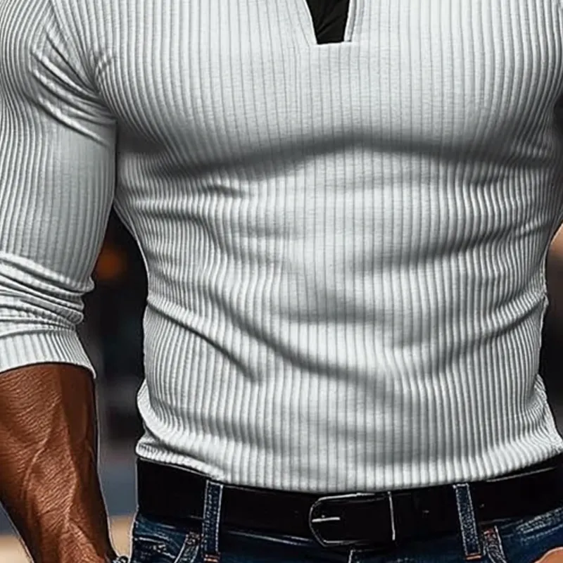 Men's Knitted Contrast Striped Long-sleeved POLO Shirt MTA1172J2X sold by Manly product image thumbnail 4