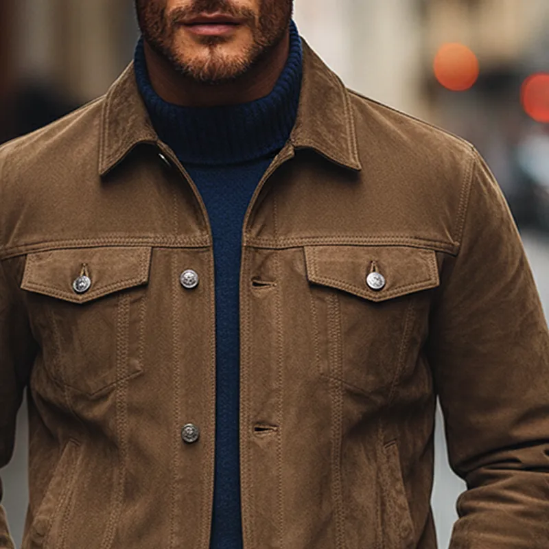 Men's Vintage Faux Suede Lapel Single-Breasted Jacket MTA1178J7X sold by Manly product image thumbnail 3