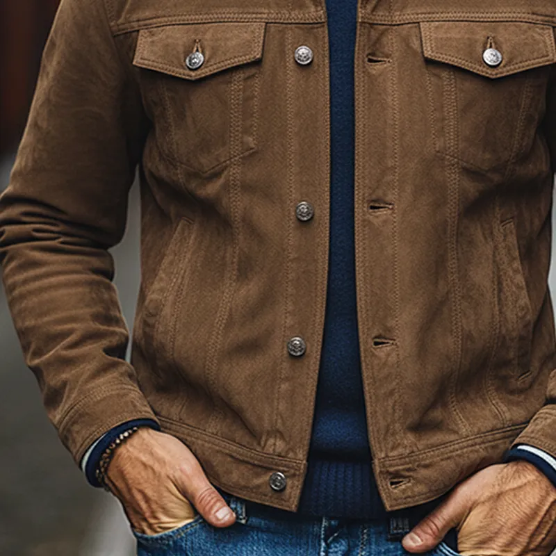 Men's Vintage Faux Suede Lapel Single-Breasted Jacket MTA1178J7X sold by Manly product image thumbnail 4