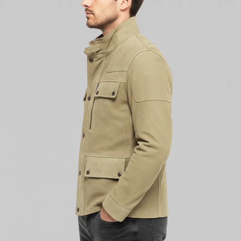 Men's Classic Stand Collar Multi-pocket Suede Jacket MTA1105J8U sold by Manly product image thumbnail 3
