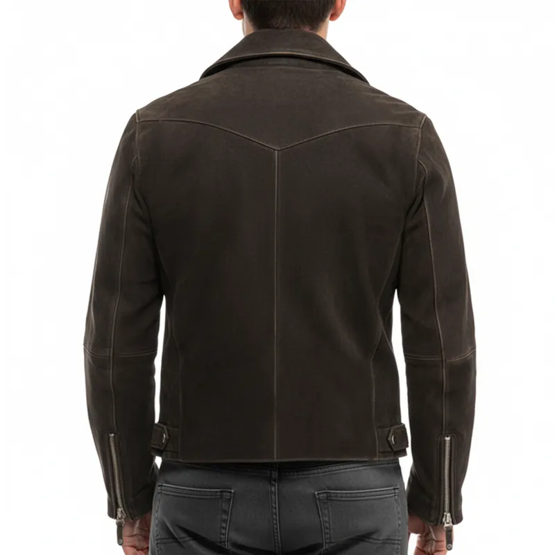 Men's Classic Dark Brown Multi-Pocket Suede Motorcycle Jacket MTA1163J2U sold by Manly product image thumbnail 5