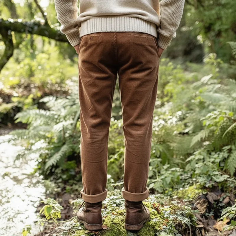 Men's Classic Elegant Brown Corduroy Straight Pants MTA1191J1U sold by Manly product image thumbnail 3