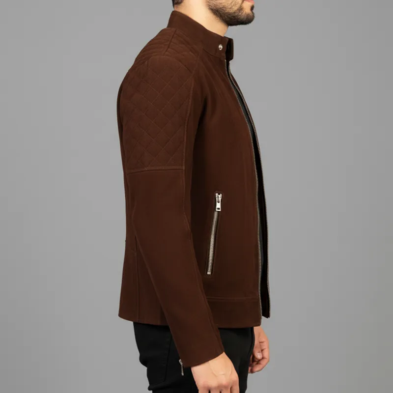 Men's Vintage Brown Snap Collar Suede Zip-Up Jacket MTA1153J0U sold by Manly product image thumbnail 3