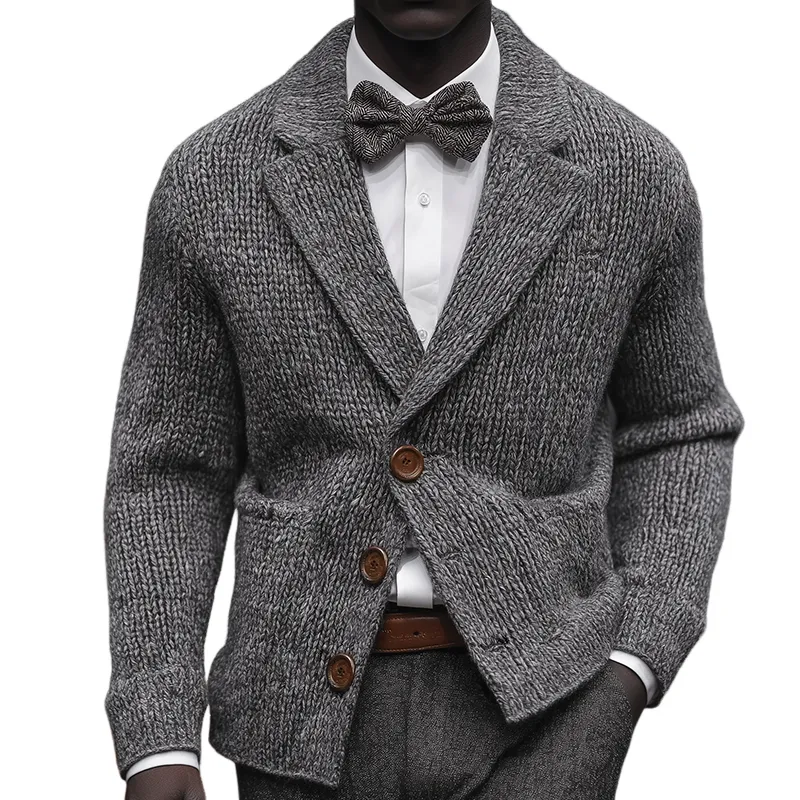 Men's Vintage Casual Knitted Lapel Button Sweater Cardigan MTA1133J7TO sold by Manly