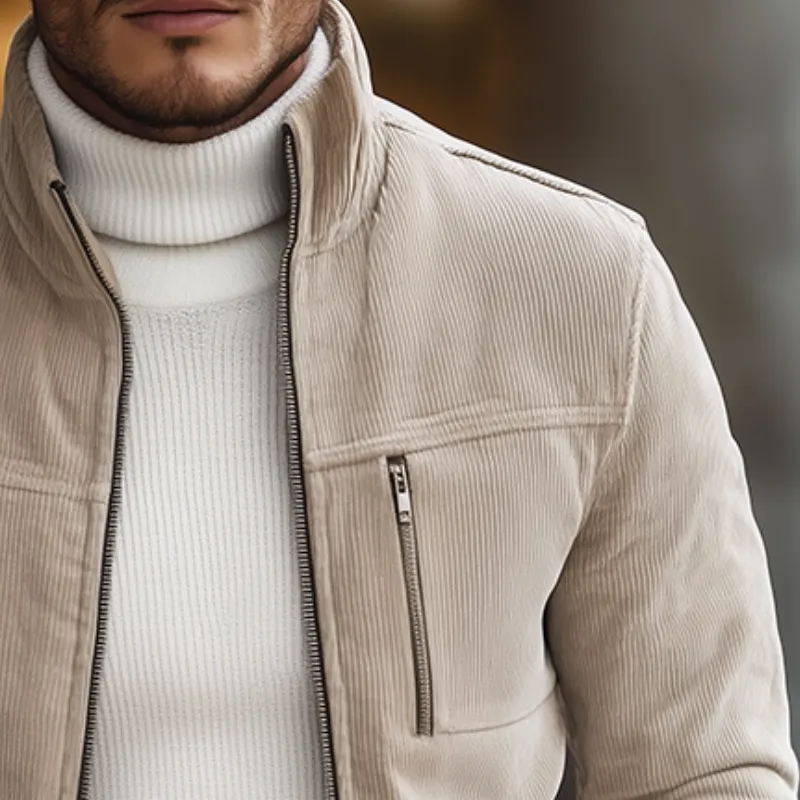 Men's Vintage Casual Corduroy Stand Collar Zipper Jacket MTA1105J6TO sold by Manly product image thumbnail 3