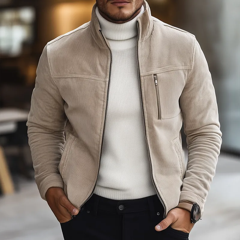 Men's Vintage Casual Corduroy Stand Collar Zipper Jacket MTA1105J6TO sold by Manly product image thumbnail 2